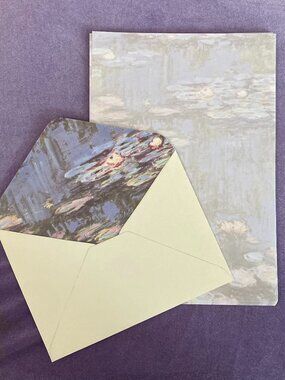 Vintage Stationery with Matching Lined Envelopes - Monet Water Lilies